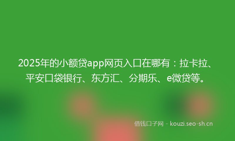 2025年的小额贷app网页入口在哪有：拉卡拉、平安口袋银行、东方汇、分期乐、e微贷等。