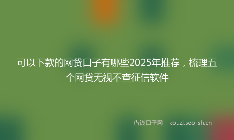 可以下款的网贷口子有哪些2025年推荐,梳理五个网贷无视不查征信软件
