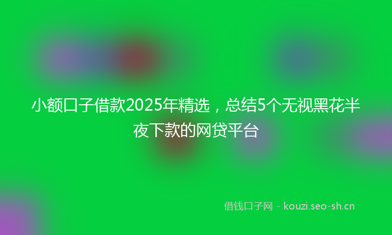小额口子借款2025年精选，总结5个无视黑花半夜下款的网贷平台