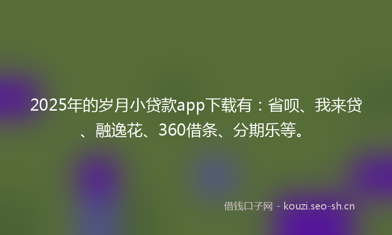 2025年的岁月小贷款app下载有：省呗、我来贷、融逸花、360借条、分期乐等。