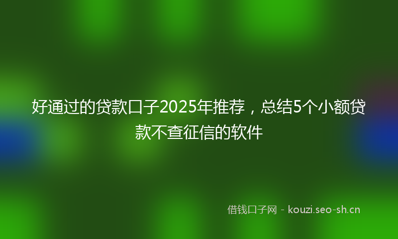 好通过的贷款口子2025年推荐，总结5个小额贷款不查征信的软件