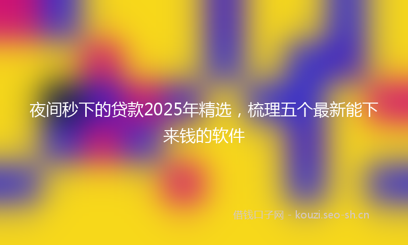 夜间秒下的贷款2025年精选，梳理五个最新能下来钱的软件