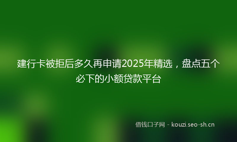 建行卡被拒后多久再申请2025年精选，盘点五个必下的小额贷款平台
