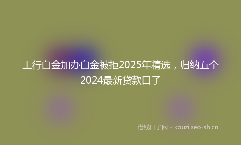 工行白金加办白金被拒2025年精选，归纳五个2024最新贷款口子