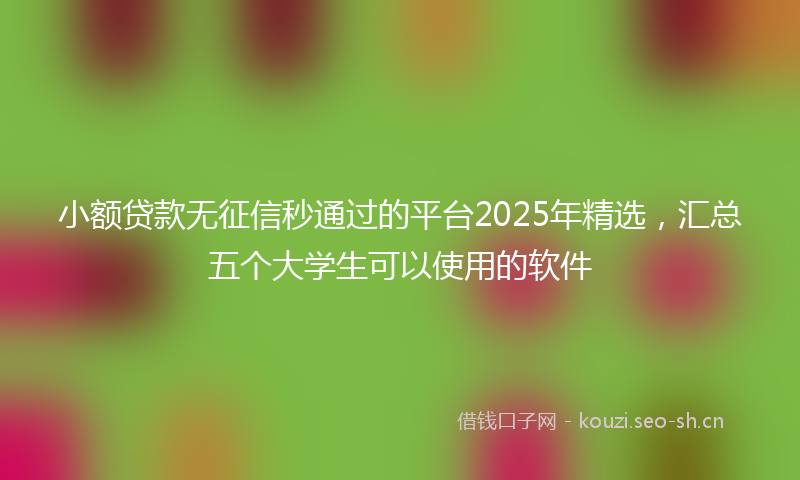 小额贷款无征信秒通过的平台2025年精选，汇总五个大学生可以使用的软件