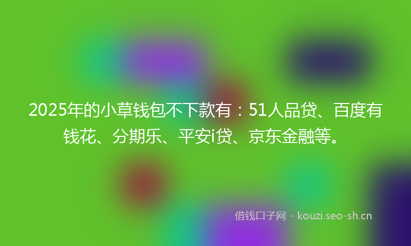 2025年的小草钱包不下款有：51人品贷、百度有钱花、分期乐、平安i贷、京东金融等。