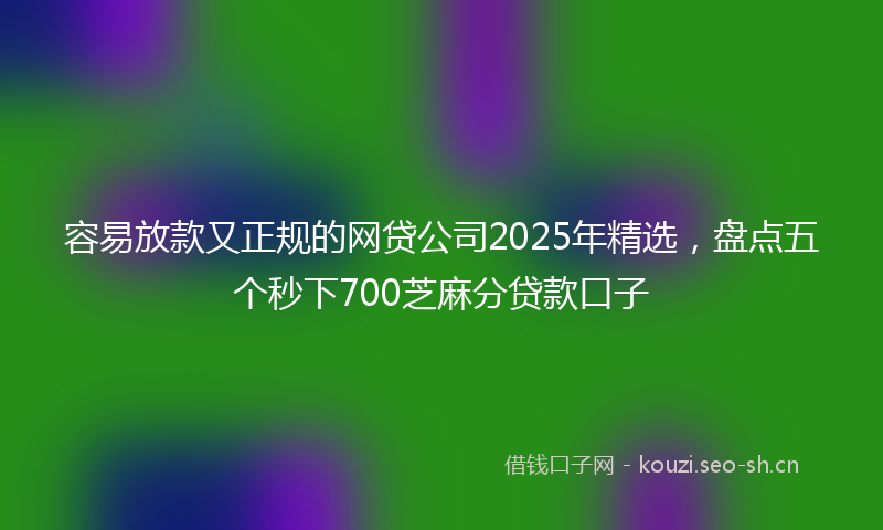 容易放款又正规的网贷公司2025年精选，盘点五个秒下700芝麻分贷款口子