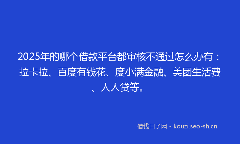 2025年的哪个借款平台都审核不通过怎么办有：拉卡拉、百度有钱花、度小满金融、美团生活费、人人贷等。