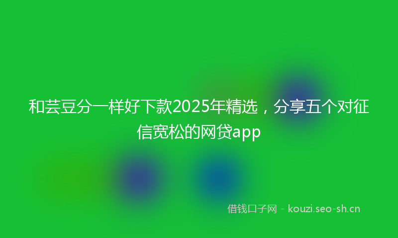 和芸豆分一样好下款2025年精选，分享五个对征信宽松的网贷app