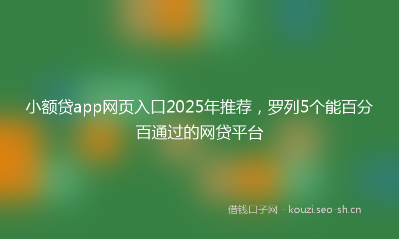 小额贷app网页入口2025年推荐，罗列5个能百分百通过的网贷平台
