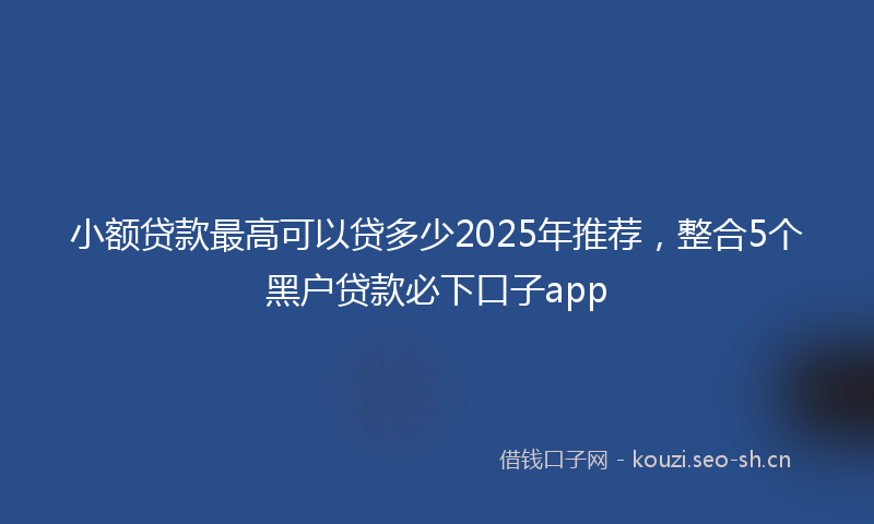 小额贷款最高可以贷多少2025年推荐，整合5个黑户贷款必下口子app