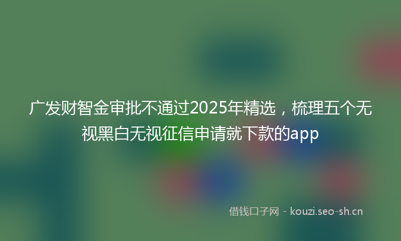 广发财智金审批不通过2025年精选,梳理五个无视黑白无视征信申请就下款的app