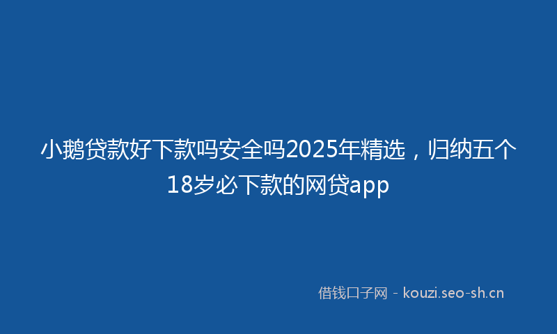 小鹅贷款好下款吗安全吗2025年精选，归纳五个18岁必下款的网贷app