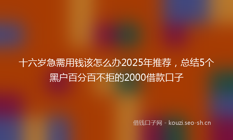 十六岁急需用钱该怎么办2025年推荐,总结5个黑户百分百不拒的2000借款口子