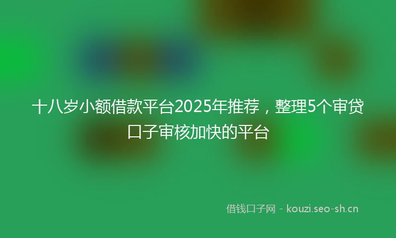 十八岁小额借款平台2025年推荐，整理5个审贷口子审核加快的平台
