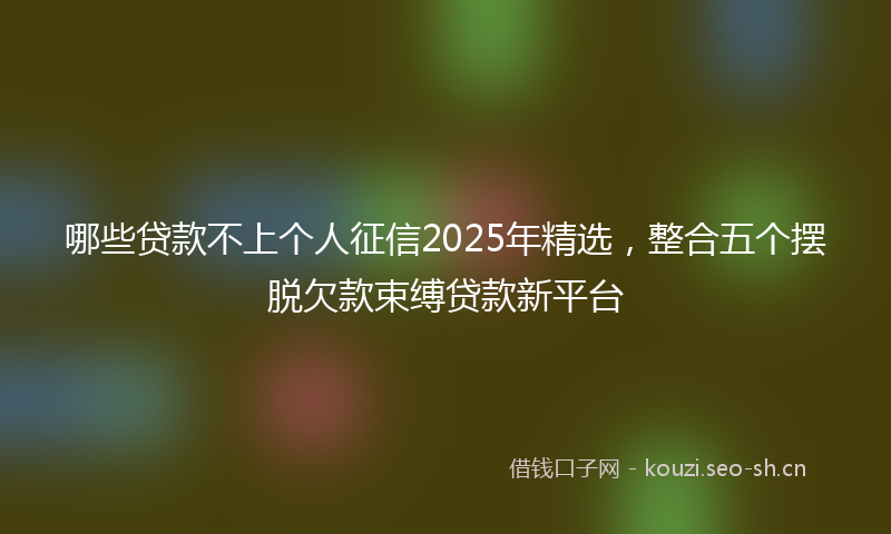 哪些贷款不上个人征信2025年精选,整合五个摆脱欠款束缚贷款新平台