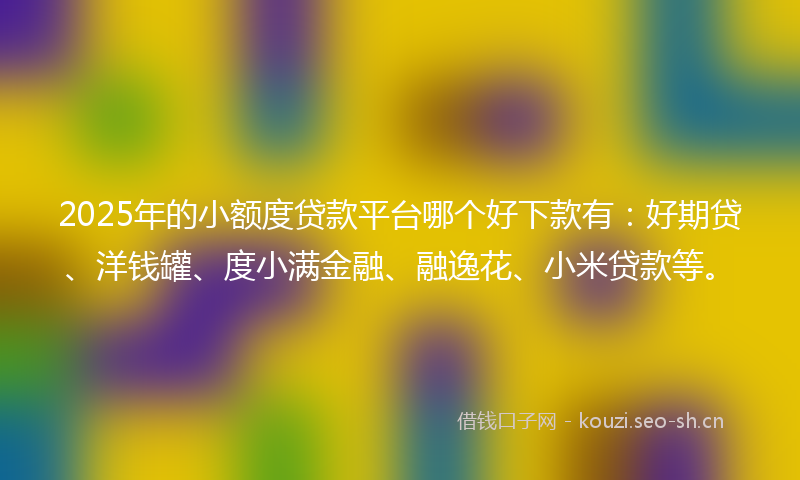 2025年的小额度贷款平台哪个好下款有：好期贷、洋钱罐、度小满金融、融逸花、小米贷款等。