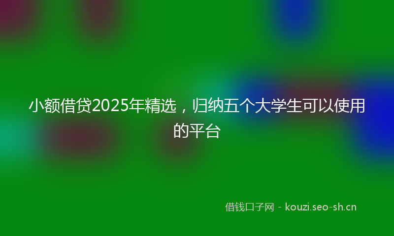 小额借贷2025年精选，归纳五个大学生可以使用的平台