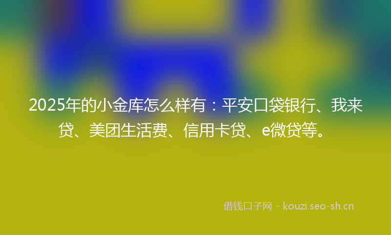 2025年的小金库怎么样有：平安口袋银行、我来贷、美团生活费、信用卡贷、e微贷等。