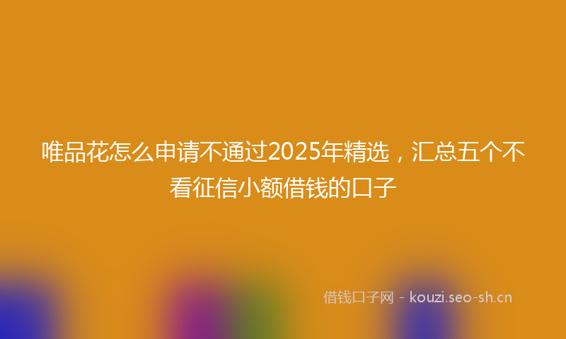 唯品花怎么申请不通过2025年精选,汇总五个不看征信小额借钱的口子