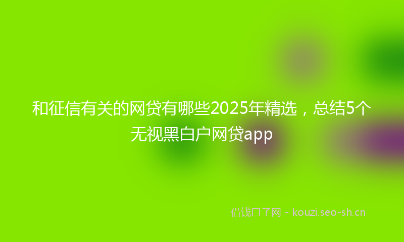 和征信有关的网贷有哪些2025年精选，总结5个无视黑白户网贷app