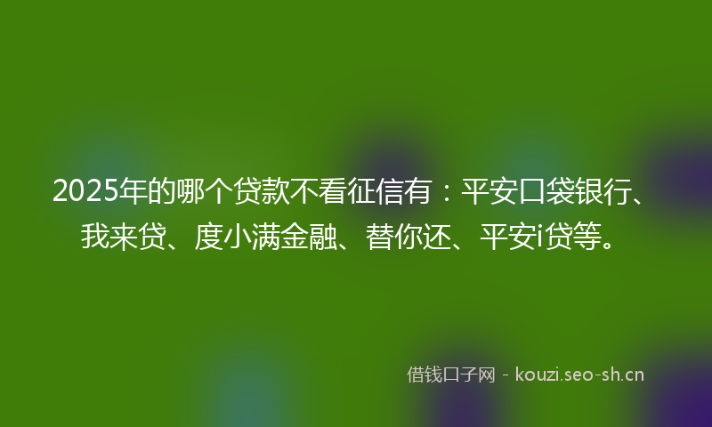 2025年的哪个贷款不看征信有:平安口袋银行、我来贷、度小满金融、替你还、平安i贷等。