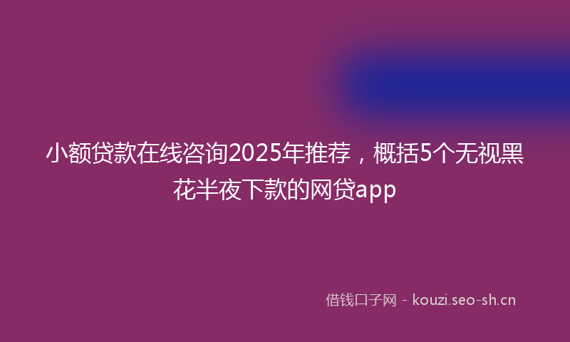小额贷款在线咨询2025年推荐,概括5个无视黑花半夜下款的网贷app