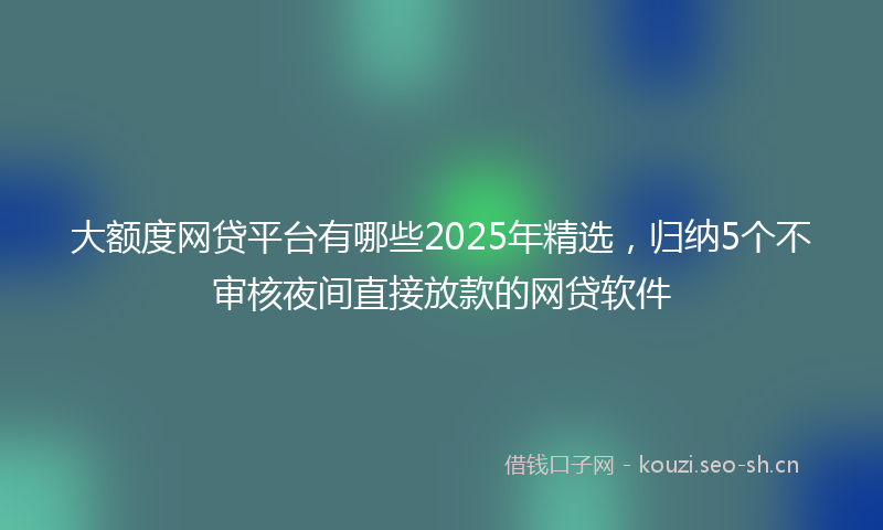 大额度网贷平台有哪些2025年精选，归纳5个不审核夜间直接放款的网贷软件