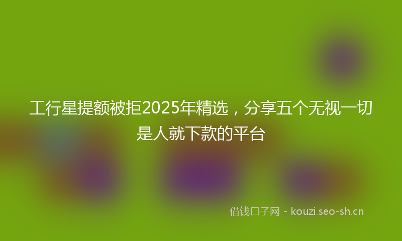 工行星提额被拒2025年精选，分享五个无视一切是人就下款的平台