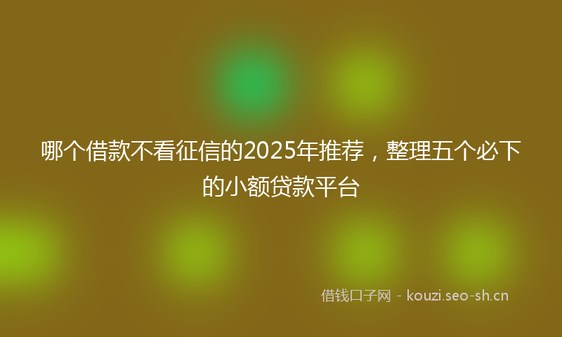 哪个借款不看征信的2025年推荐，整理五个必下的小额贷款平台