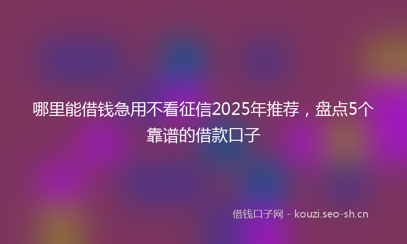 哪里能借钱急用不看征信2025年推荐，盘点5个靠谱的借款口子