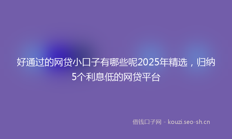 好通过的网贷小口子有哪些呢2025年精选，归纳5个利息低的网贷平台