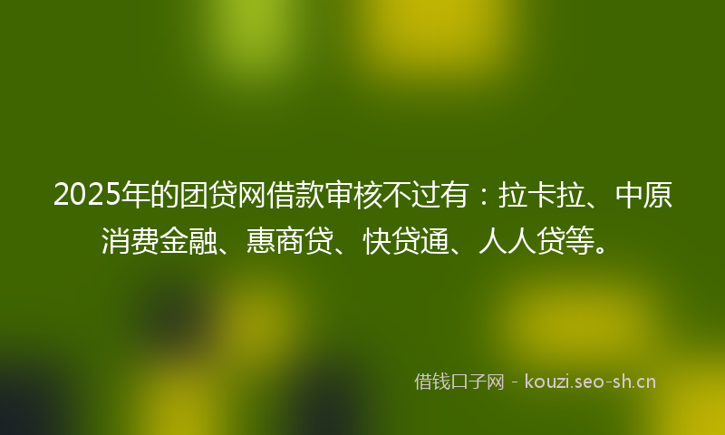 2025年的团贷网借款审核不过有：拉卡拉、中原消费金融、惠商贷、快贷通、人人贷等。