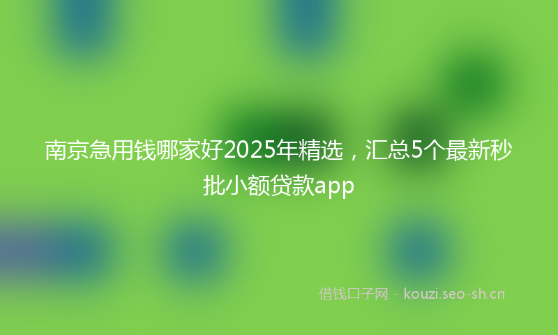 南京急用钱哪家好2025年精选，汇总5个最新秒批小额贷款app