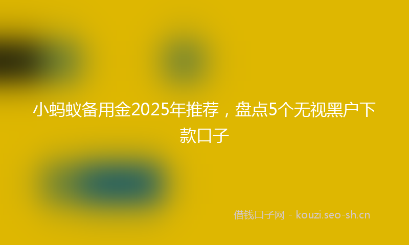 小蚂蚁备用金2025年推荐，盘点5个无视黑户下款口子