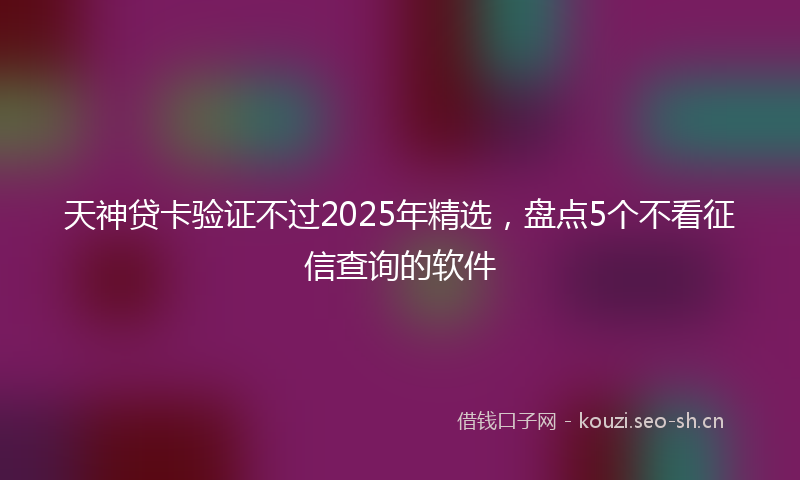 天神贷卡验证不过2025年精选，盘点5个不看征信查询的软件