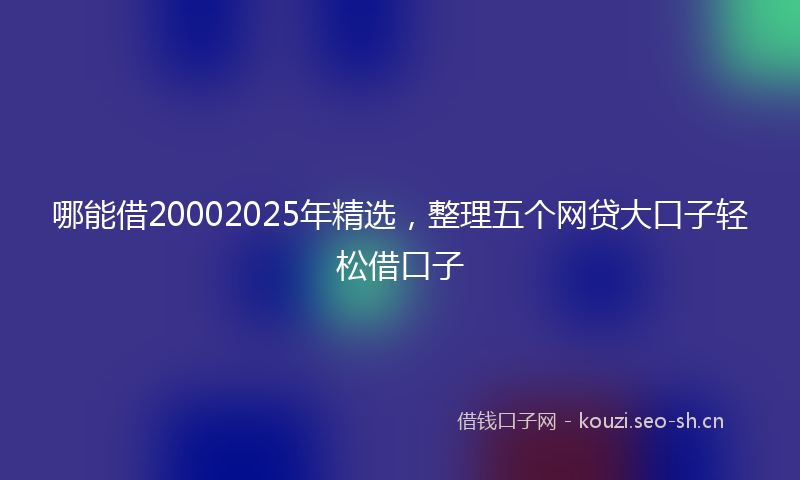 哪能借20002025年精选，整理五个网贷大口子轻松借口子