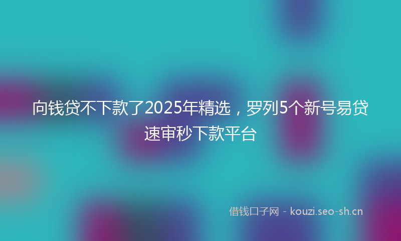 向钱贷不下款了2025年精选，罗列5个新号易贷速审秒下款平台
