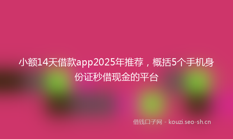 小额14天借款app2025年推荐，概括5个手机身份证秒借现金的平台