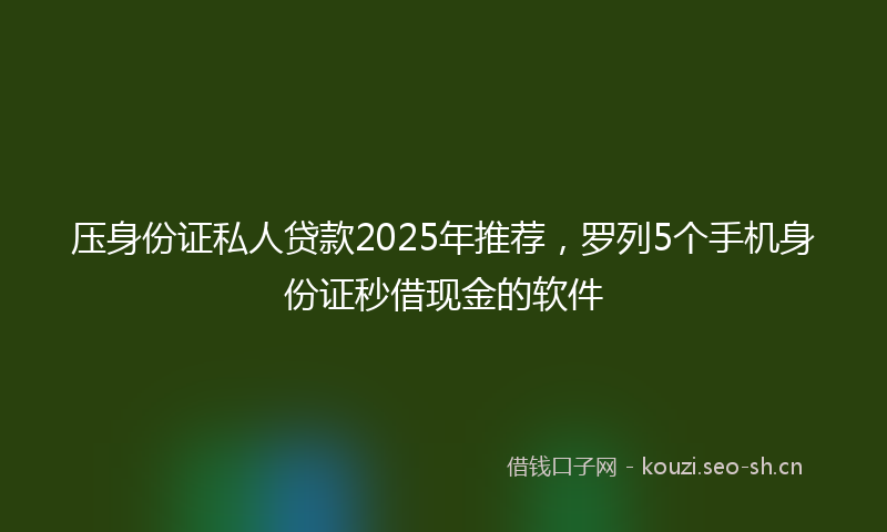 压身份证私人贷款2025年推荐，罗列5个手机身份证秒借现金的软件
