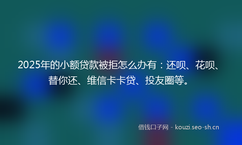 2025年的小额贷款被拒怎么办有：还呗、花呗、替你还、维信卡卡贷、投友圈等。