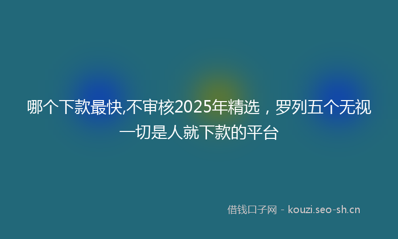 哪个下款最快,不审核2025年精选，罗列五个无视一切是人就下款的平台