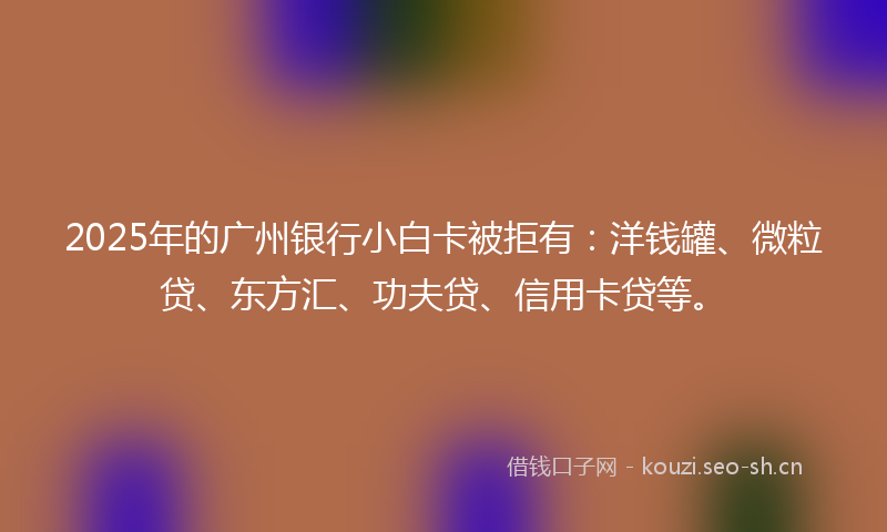 2025年的广州银行小白卡被拒有：洋钱罐、微粒贷、东方汇、功夫贷、信用卡贷等。