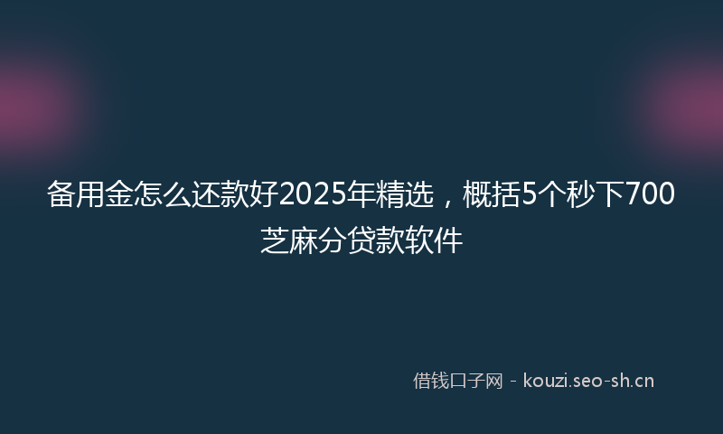 备用金怎么还款好2025年精选，概括5个秒下700芝麻分贷款软件
