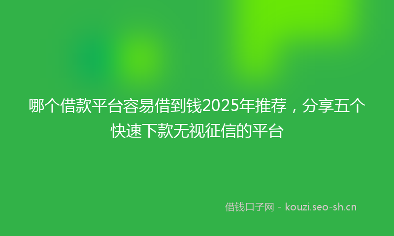 哪个借款平台容易借到钱2025年推荐，分享五个快速下款无视征信的平台