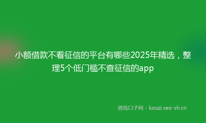 小额借款不看征信的平台有哪些2025年精选，整理5个低门槛不查征信的app