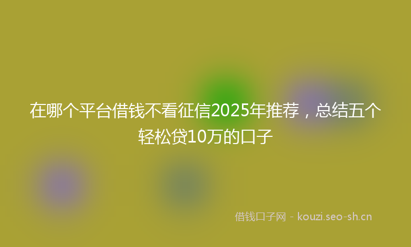在哪个平台借钱不看征信2025年推荐，总结五个轻松贷10万的口子