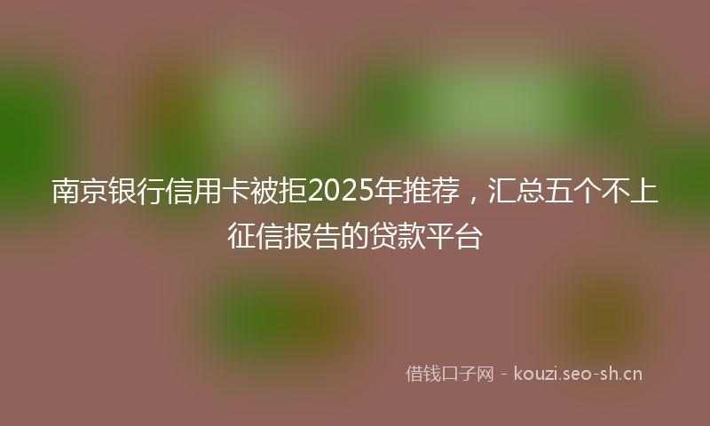 南京银行信用卡被拒2025年推荐，汇总五个不上征信报告的贷款平台