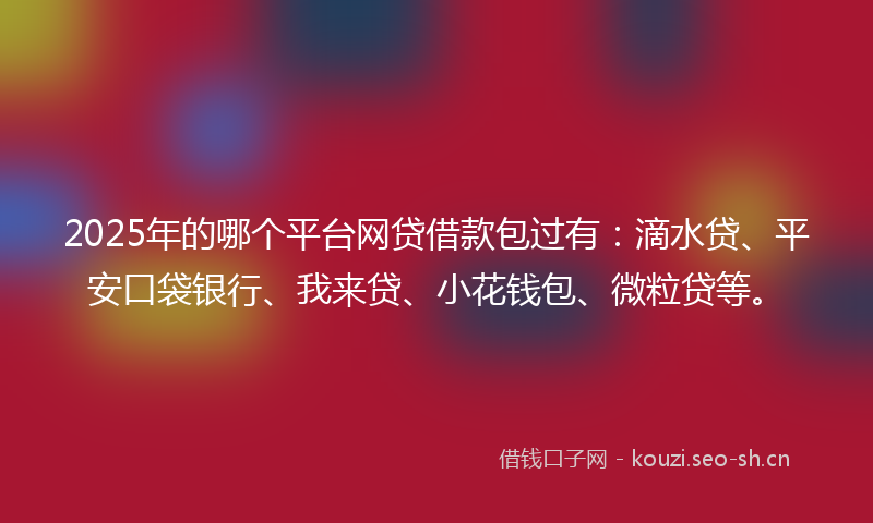 2025年的哪个平台网贷借款包过有：滴水贷、平安口袋银行、我来贷、小花钱包、微粒贷等。