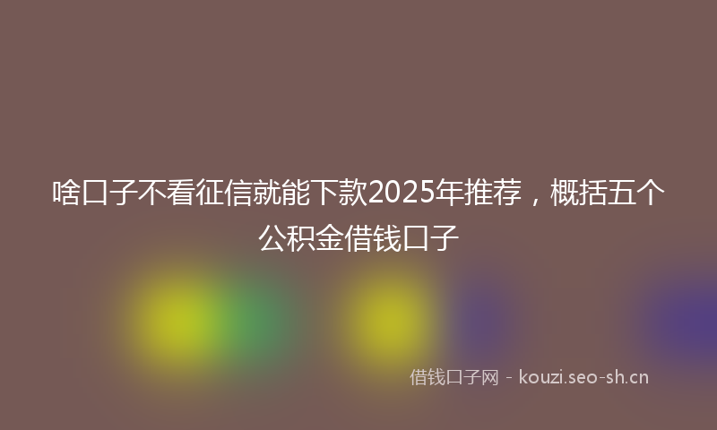 啥口子不看征信就能下款2025年推荐，概括五个公积金借钱口子